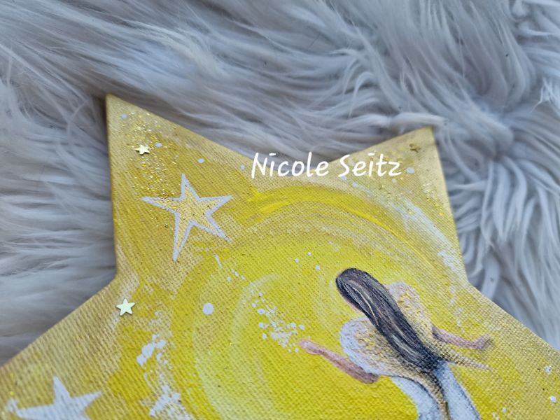 Leinwandbild (Original) * Sternenengel * 20 cm * Weihnachtsengel Sternenkind Wunderengel